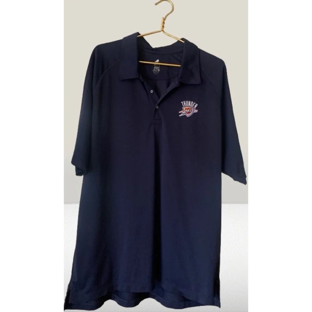 Mens Adidas Oklahoma City Thunder Navy Blue Polo Shirt Size XXL - Picture 1 of 5